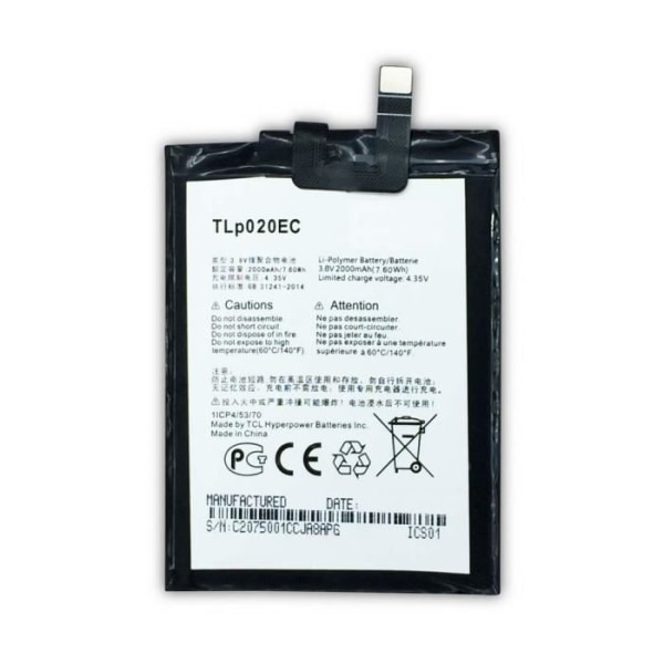 movitek® | Batteri til ALCATEL TLP020EC - ALCATEL ONE TOUCH POP UP / OT-6044 / OT-6044D - (2000mAh)