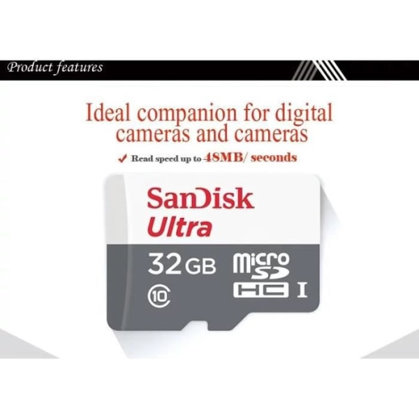 SanDisk Ultra 32 GB microSDHC-kort - Klass 10 - Överföringshastighet upp till 48 MB/s