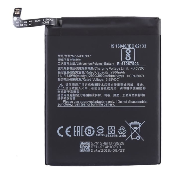 BN37 2900mAh Li-Polymer Batteri til Xiaomi Redmi 6 - 6A