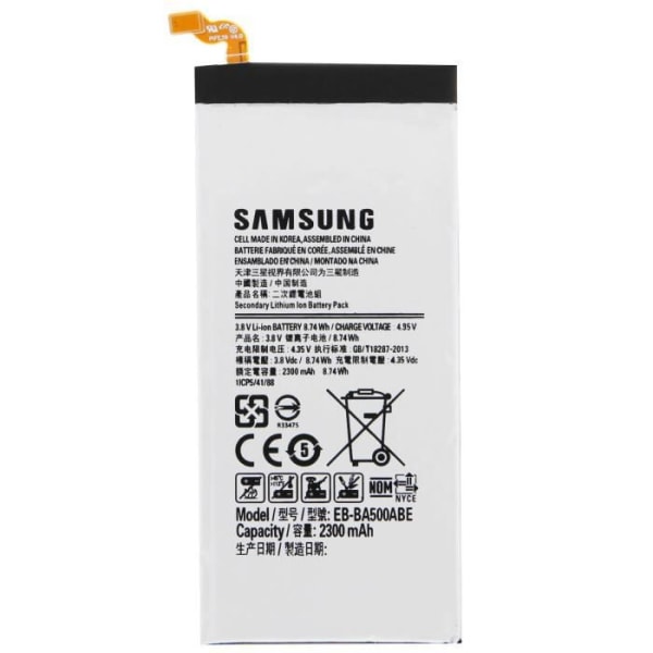 Originalt Samsung Galaxy A5 batteri - 2300 mAh EB-BA500ABE - Hvid SAMSUNG