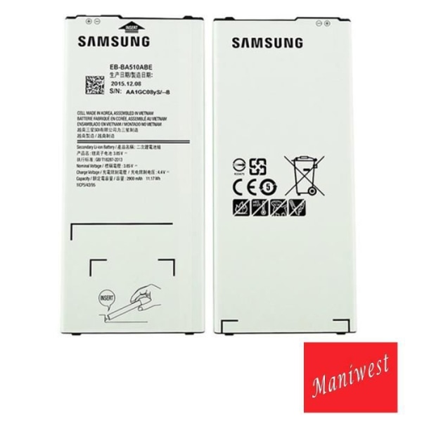 Originalt Samsung Galaxy A5 2016 batteri - reference EB-BA510ABE + Maniwest skærmrenser