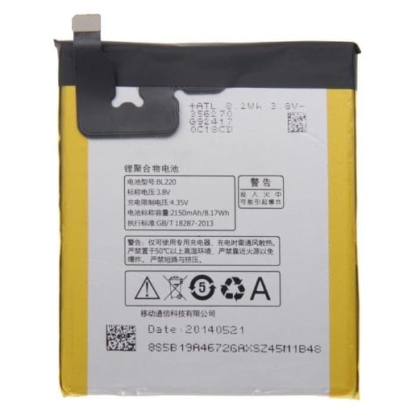 Batteri til Lenovo S850 reservedel BL220 Li-Polymer Genopladelig Andet