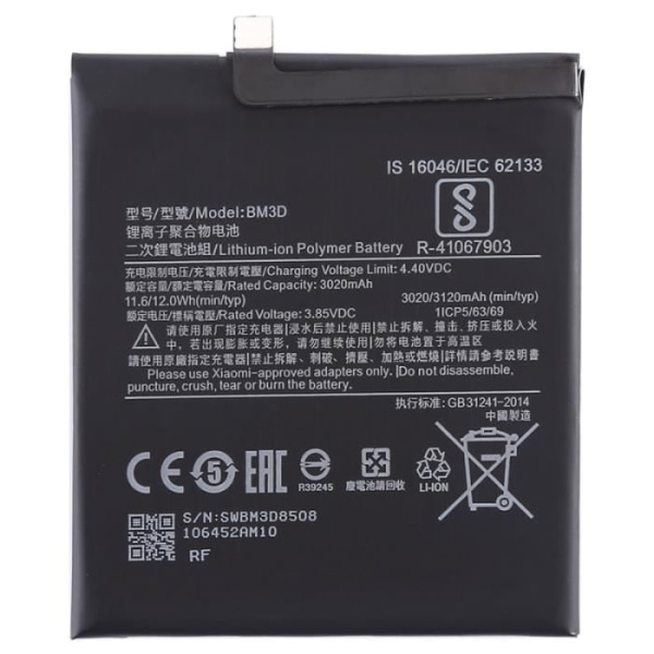 Bm3d 3020mah Li-polymer batteri för Xiaomi Mi 8 Se - 251675 Svart