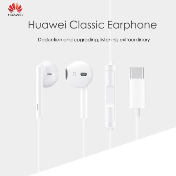 HUAWEI Original CM33 Öronsnäckor USB Typ C In-Ear-hörlurar (Vita)