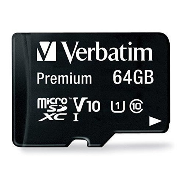Verbatim 44084 64GB MicroSDXC Class 10 Minneskort + SD-kortadapter 44084