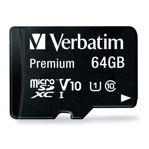 Verbatim 64 GB Class 10 MicroSDXC-minneskort + SD-kortadapter
