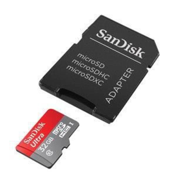 SanDisk Ultra microSDHC 32 GB hukommelseskort + SD-adapter - Klasse 10 UHS-I MicroSDHC-kort