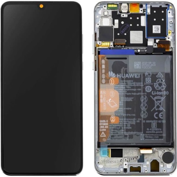 Block Komplett Huawei P30 Lite LCD Touch Screen Batteri 3340 mAh Original Vit
