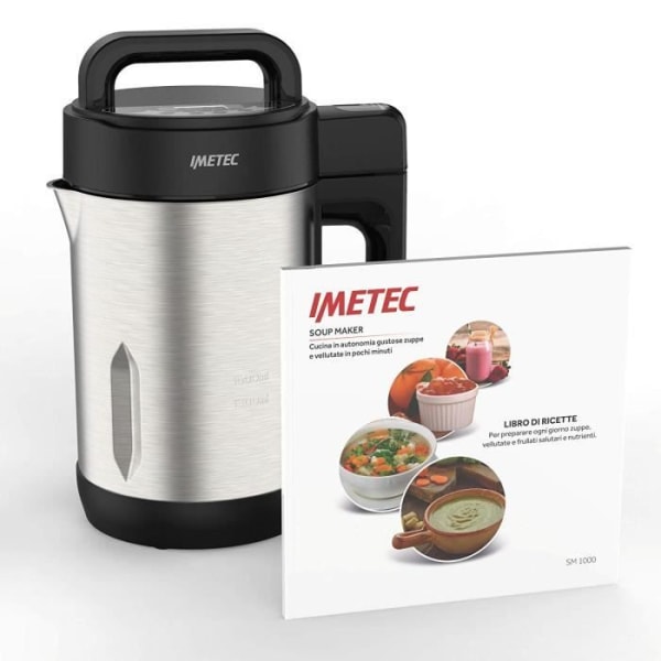 Imetec SM 1000 Suppemaskine, DB-Tech og Frulla, 3 automatiske programmer, suppe og smoothie, 6 portioner, rustfrit stål kranerblade