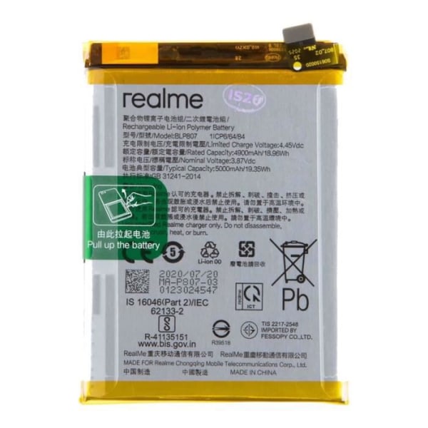 Internt batteri Realme 8i, C35 og C31 5000mAh Original BLP877