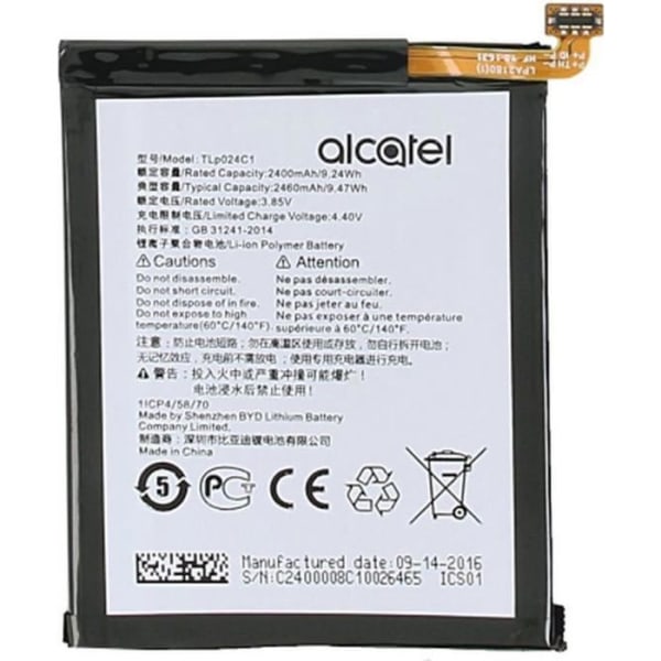 Alcatel originalt batteri TLP024C1 til Shine Lite A3 OT-5046D OT-5046Y OT5080X Batteri internt batteriudskiftningsakkumulator Ny