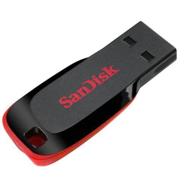 Sandisk 32 GB Cruzer Blade, 32 GB, 2.0, USB Type-A-kontakt, Capless, Svart, Röd