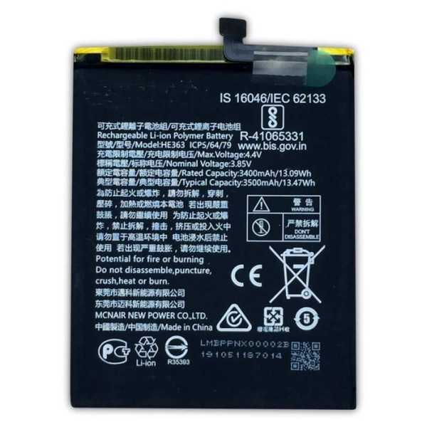 movitek® | Batteri till NOKIA HE363 - NOKIA 8.1 / 7.1 PLUS / X7 / TA-1119 / TA-1128 /TA-1131 | 3500mAh