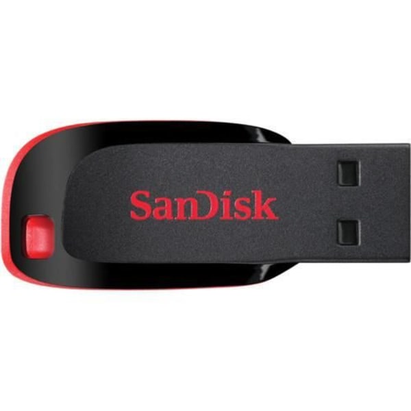 Sandisk 32 GB Cruzer Blade, 32 GB, 2.0, USB Type-A-kontakt, Capless, Svart, Röd