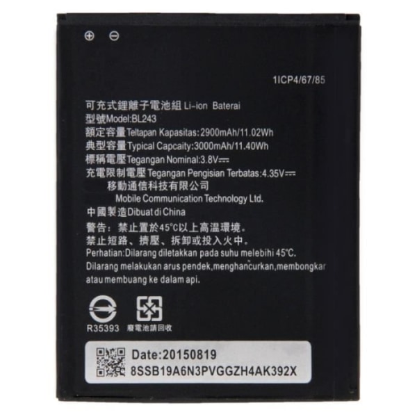 Batteri till Lenovo Lemon K3 Note Reservdel BL243 2900mAh Uppladdningsbar Li-ion Övrigt