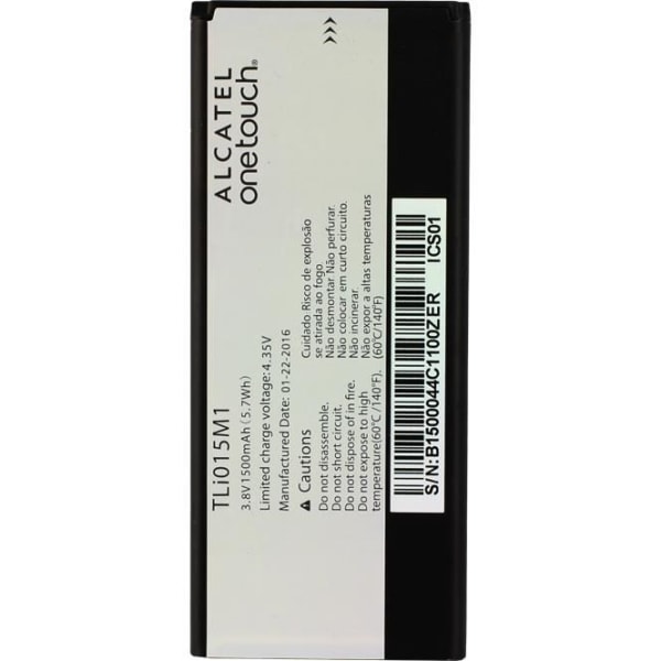 Original Alcatel batteri TLi015M1 / CAB1500040C1 / BY4034 för Alcatel One Touch 4034D, PIXI 4-4, 1500mAh, Bulk