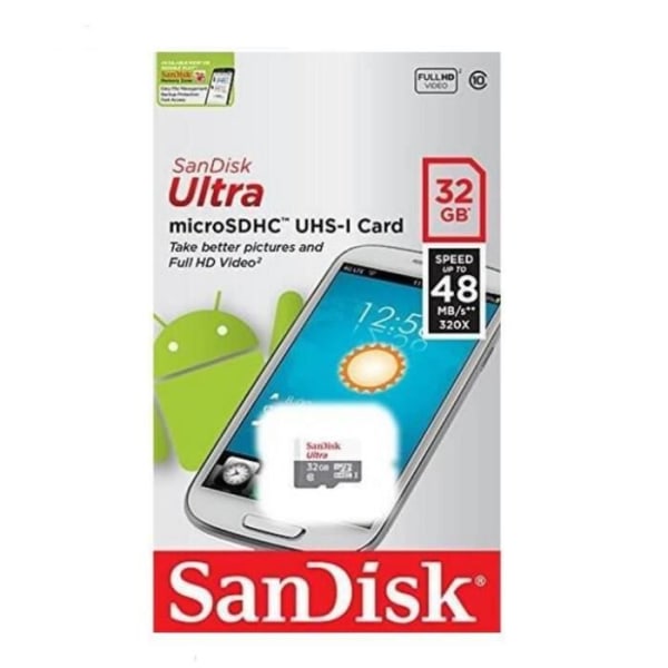SanDisk Ultra Micro SD 32GB - Klass 10 - 48MB/s MINNESKORT