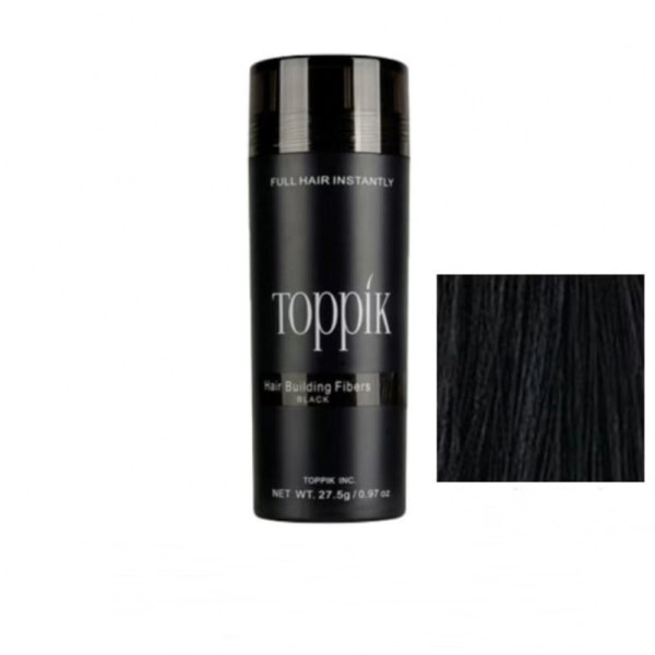 Toppik Hair Building Fibres Pulver, Svart, 27,5 g flaska - för ett tjockare hårfäste, krona och skägg, Instant Thinning Concealer för män och kvinnor