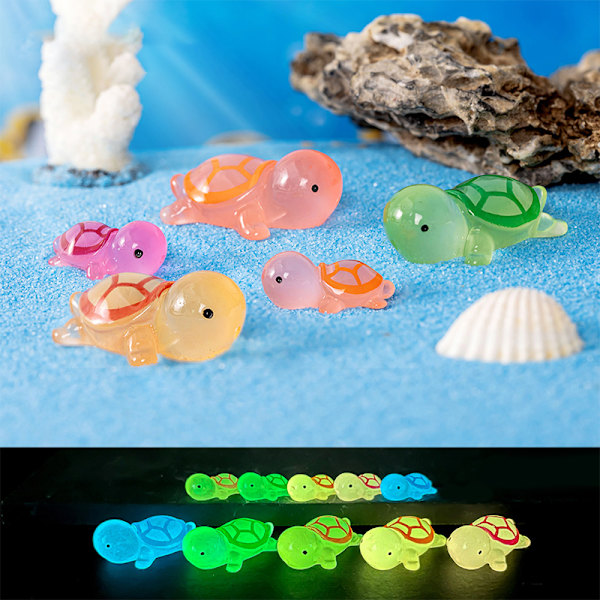 1/5 st Mini Resin Lysande Turtle Figurines Dekoration Bil Dash Large Random 5pcs