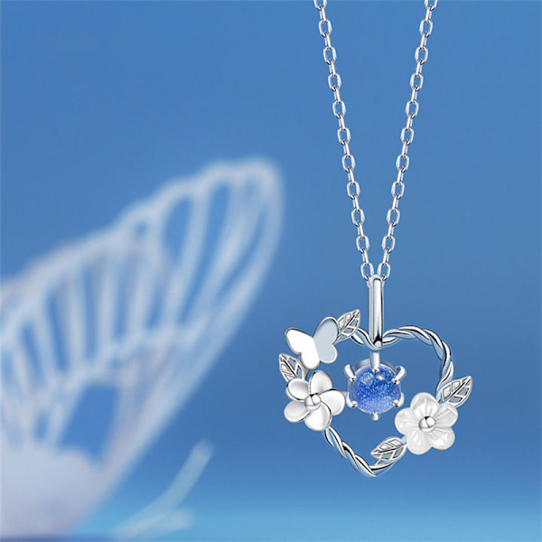 Utsökt blomma hjärta hänge halsband för kvinnor Crystal Zirco A1
