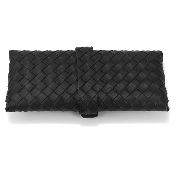 1 St Twist Flätat Läder Glasögon Case Snap Rope Bälte Portable Black