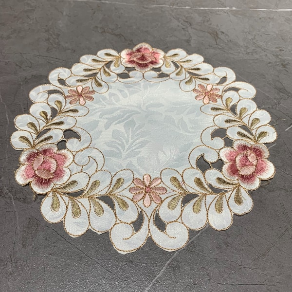 Rose Flower Brodery Placestable Rund Cup Bord Place Matt Pad C 30cm