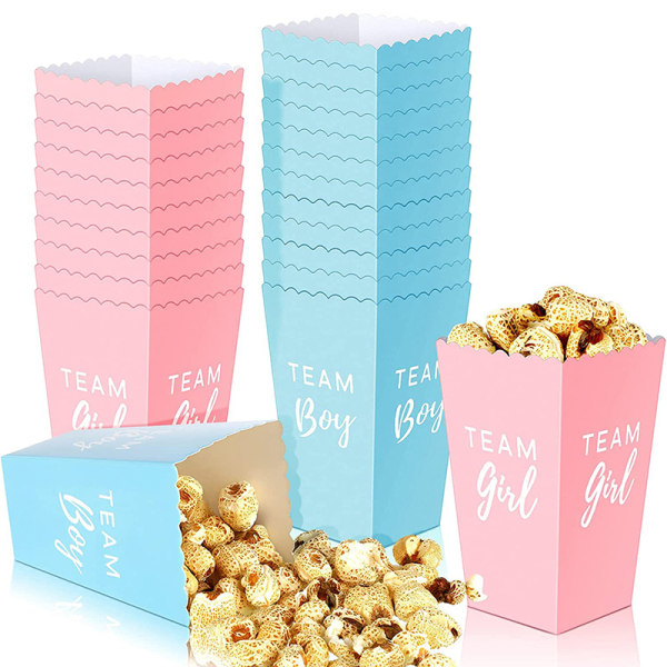 10st Gender Reveal Party Popcorn Boxes Baby's Sex Reveals Part Blue