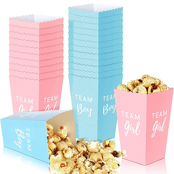 10st Gender Reveal Party Popcorn Boxes Baby's Sex Reveals Part Pink