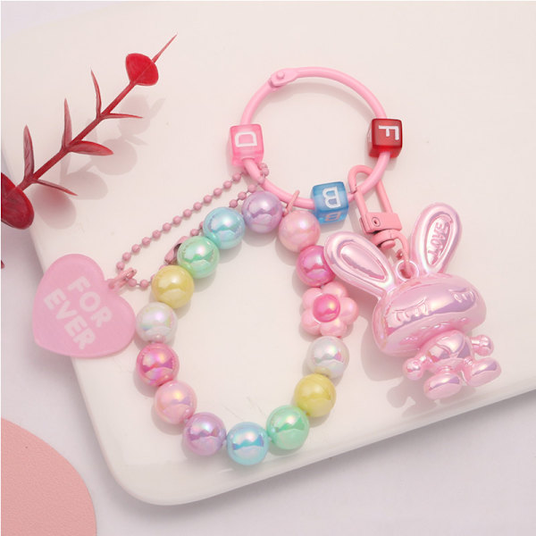 Creative e Candy Color Acrylic Key Ring Beaded Letter Cubic Ke A1