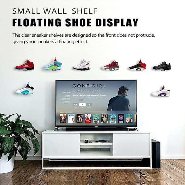 6st klara flytande sneakerhyllor Väggmonterad skodisplay S 2PCS