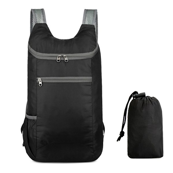 20L lättvikts hopfällbar väska Utomhusryggsäck Campingvandring black gray
