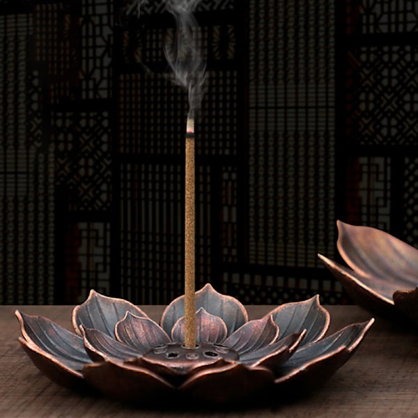 Legering Rökelsebrännare Stick Hållare Tallrik Brännarplatta Buddhism C