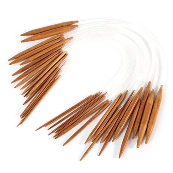 18 Par Bamboo Knitting s 16" Circular Smooth Nature Carbonized
