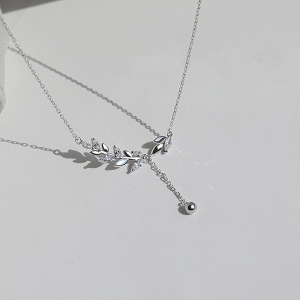 Blad tofs hänge nyckelbenskedja mode zirkon halsband Fo