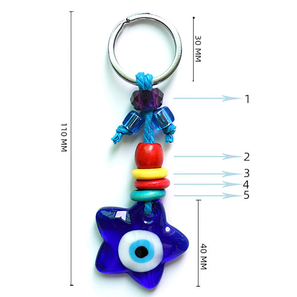 Creative Star Palm Styling Glass Blue Pendant Nyckelring Väska Char A2