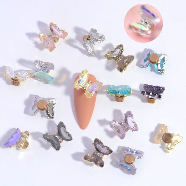 1st 3D Crystal Butterfly Nail Ornaments Roterande Nail Charms H17-17