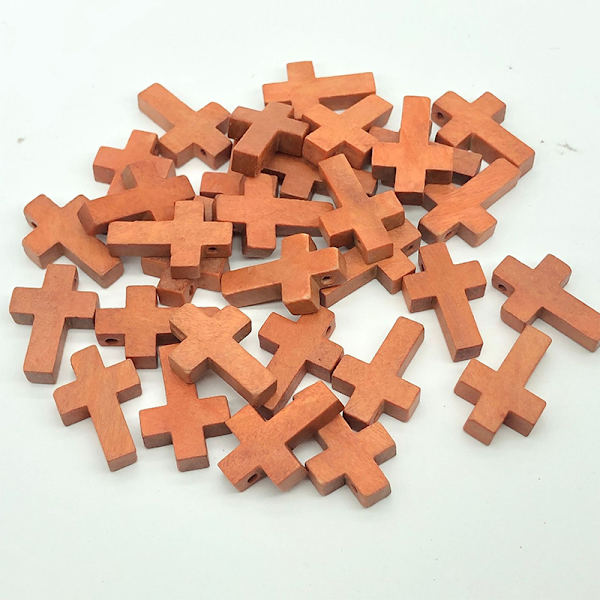 50 st Cross Beads Trädekorationer Hängsmycken Trä DIY C MIX