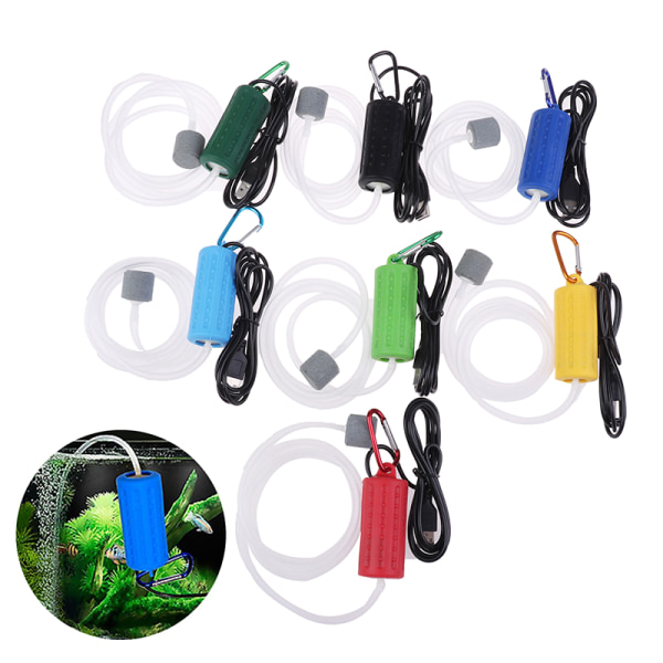 USB Mini Aquarium Filter Syrgasluftpump för fisketank Army green