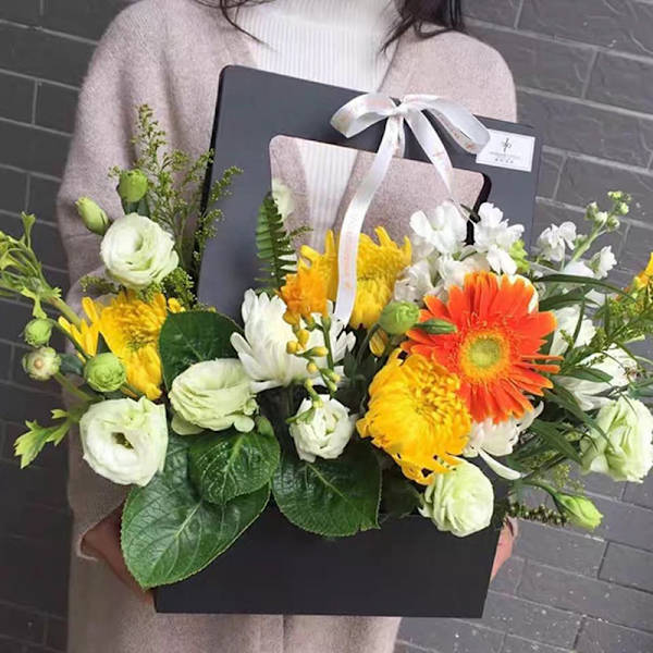 Dubbelsidig vattentät kraftpapper Bärbar blomkorg Bou Black