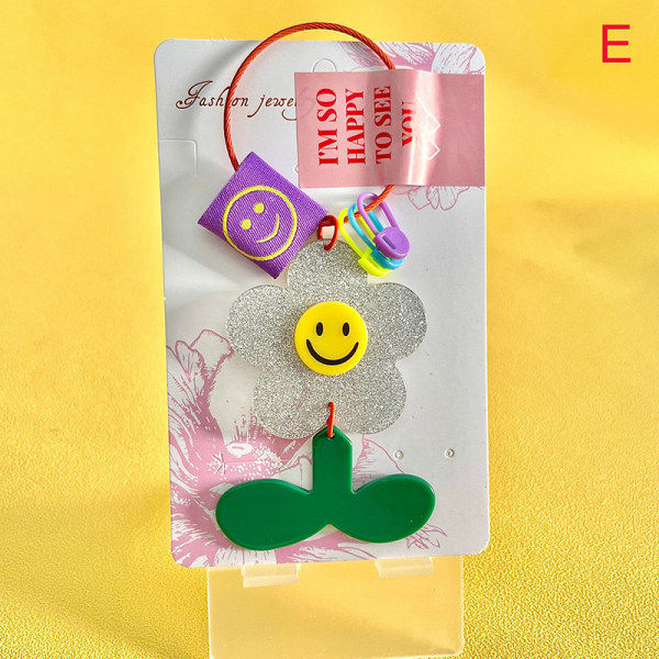 Smiley Sun Flower Key Chain Leaves Pendant Key Ring Ryggsäck Ca E