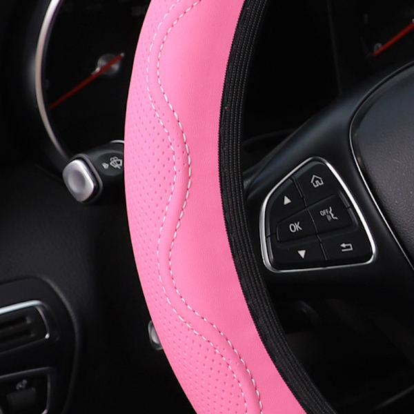 Ingen inre ring fiberläder präglad korrugerad elastisk styrning pink