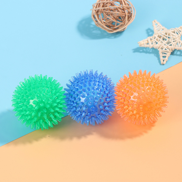 Hund Gummi Leksak Bouncy Flytande Rengöring Spiky Pipig Ball Dog Blue