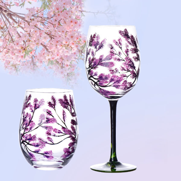 Four Seasons Trees Wine Glasses Goblet Creative Printed Round G winter