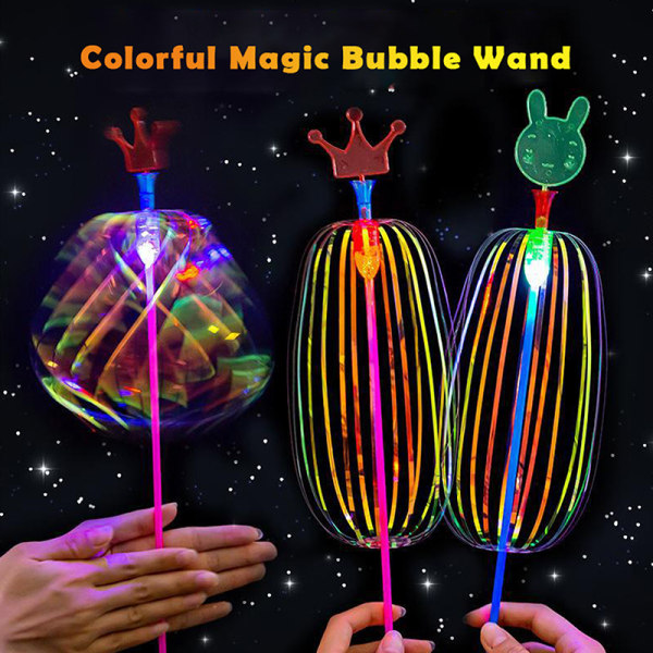 Rainbow Magic Stick Wand LED Bubble Flower Färgglad Lysande Till