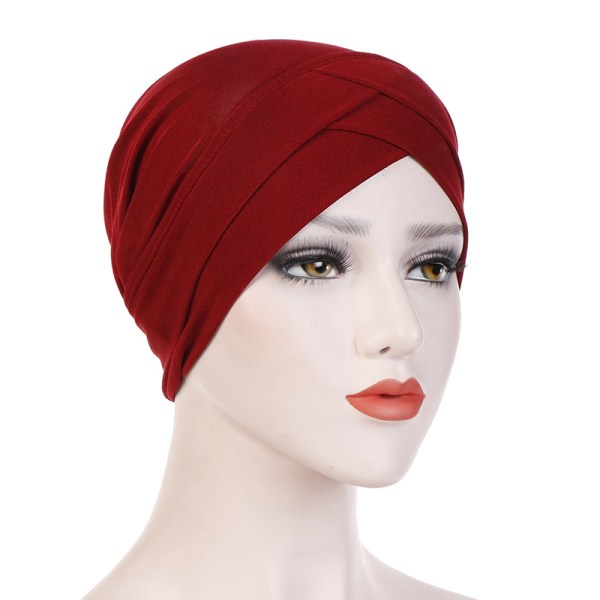 Cover inre hijabkepsar Muslimsk stretch Cap islamisk Red
