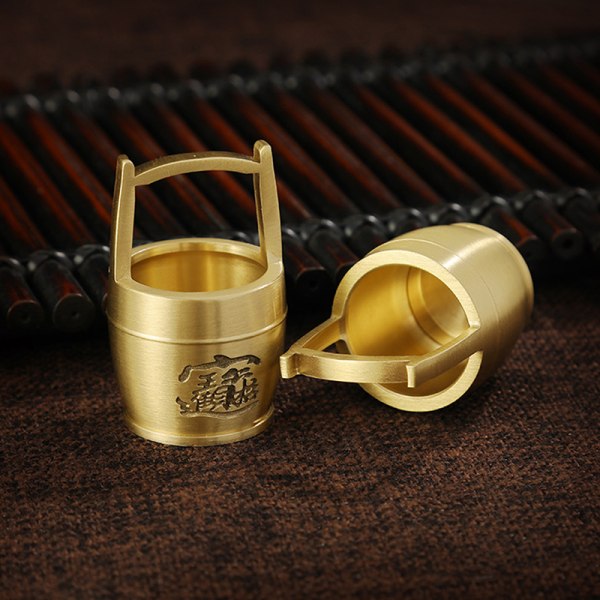 Ren mässing hink med guld Ornament Lucky Fortune Craft Feng Shu C