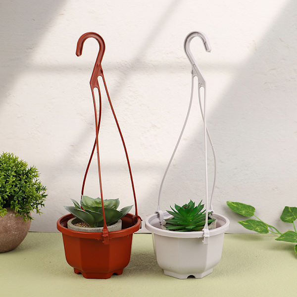 1st Hängande åttakantig blomkruka Plastblomma Suckulent Orkidé White
