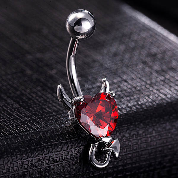 Navel Ring Ruby Heart Spiral Smycken Red