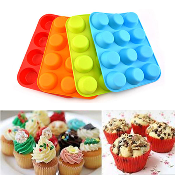 12 koppar silikon muffins muffins bakplåt non-stick diskmaskin