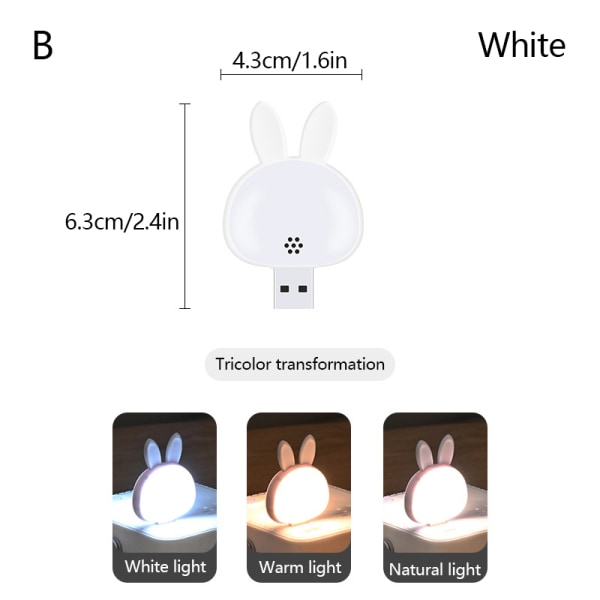 LED-nattlampa med röststyrning USB -plugin Lovely s Night L White B